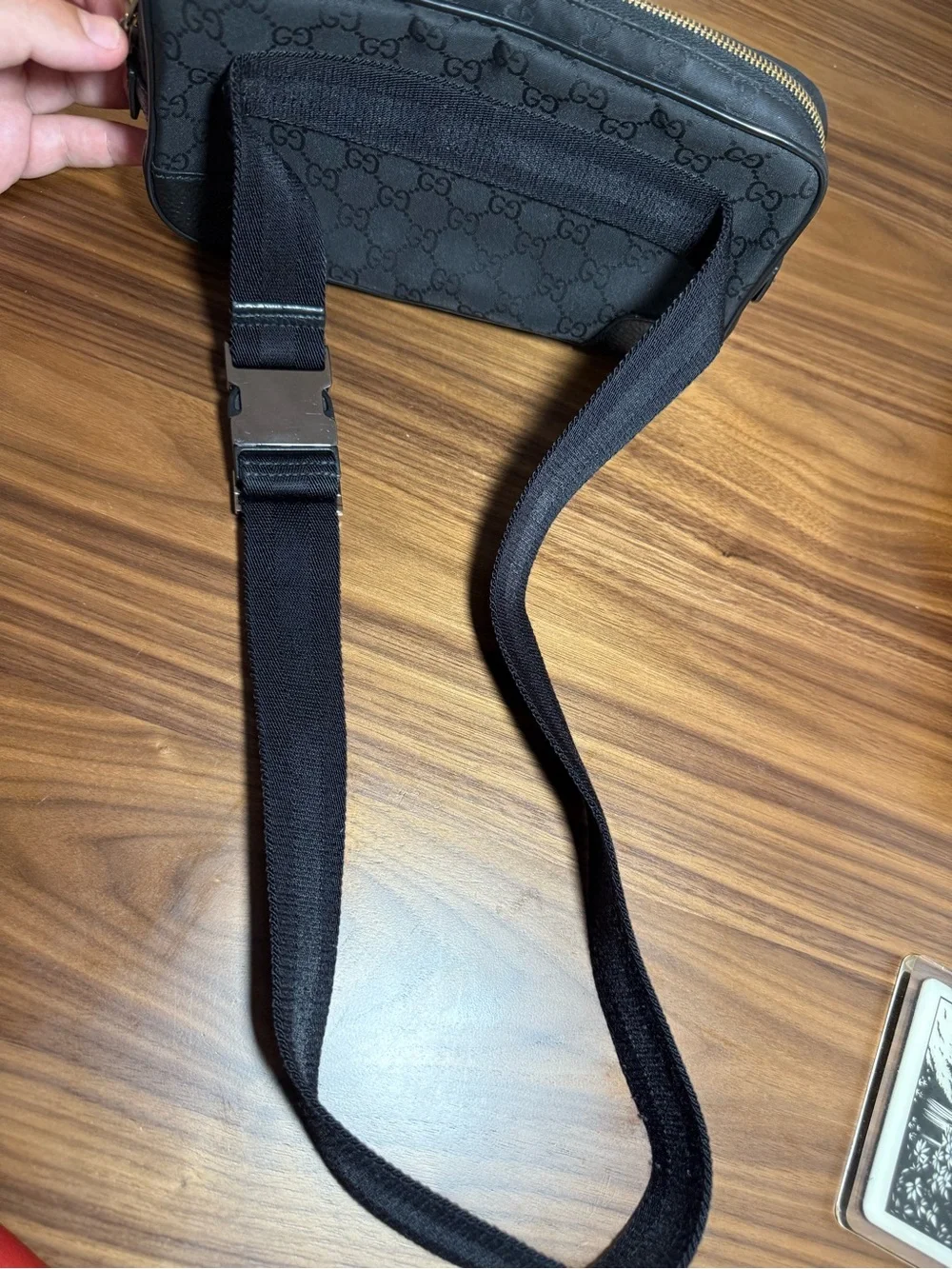 Gucci - GG Print Nylon Body/Belt/Crossbody Bag - Black/Silver - 336672